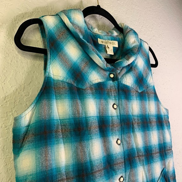 STETSON Western Cowboy‎ Cowgirl Plaid Pearl Snap Puffer Vest Jacket - Picture 5 of 14